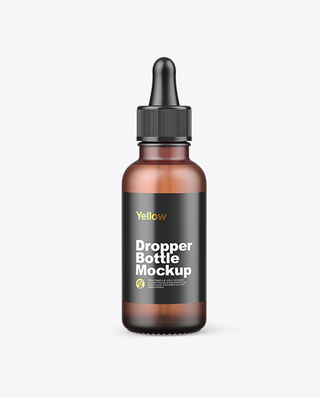 Frosted Amber Glass Dropper Bottle w  Paper Box Mockup PSD #2
