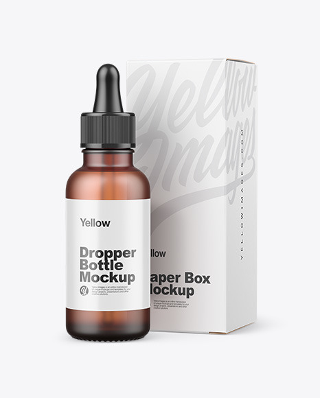 Frosted Amber Glass Dropper Bottle w  Paper Box Mockup PSD #5