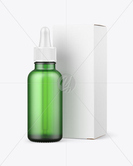 Frosted Green Glass Dropper Bottle w  Paper Box Mockup PSD #3