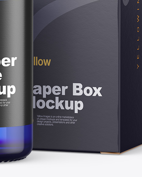 Blue Glass Dropper Bottle W Paper Box Mockup In Bottle Mockups On Yellow Images Object Mockups