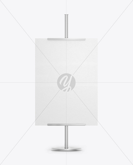 Download Metallic Stand w/ Paper Banner Mockup Free Mockups