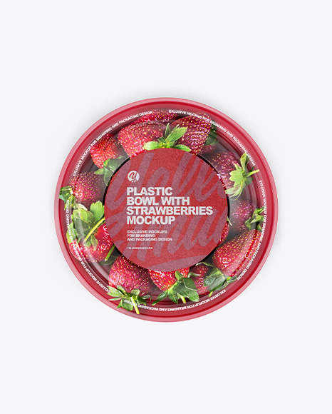 Plastic Bowl with Strawberries Mockup PSD #2