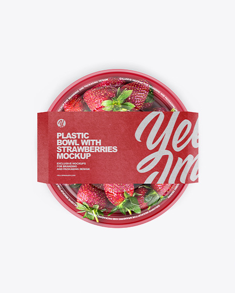 Plastic Bowl with Strawberries Mockup PSD #3