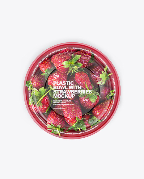 Plastic Bowl with Strawberries Mockup PSD #4