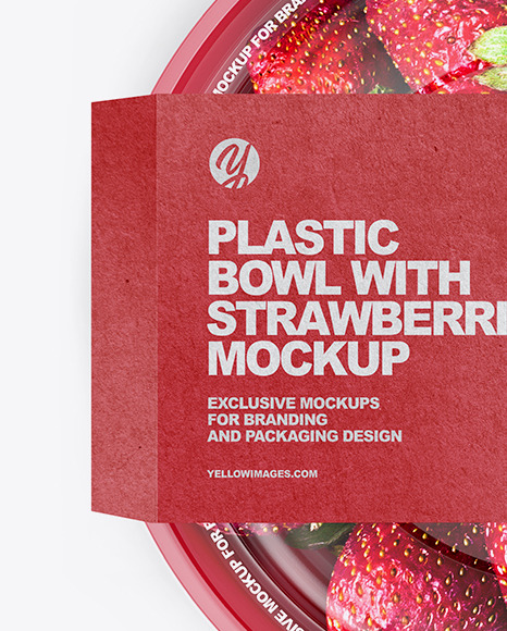 Plastic Bowl with Strawberries Mockup PSD #6