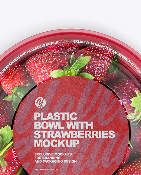 Plastic Bowl with Strawberries Mockup PSD #7