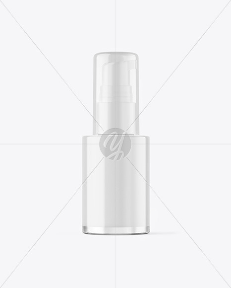 Download Clear Cosmetic Bottle with Pump Mockup Free Mockups