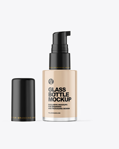Clear Cosmetic Bottle with Pump Mockup Clear Cosmetic Bottle with Pump Mockup