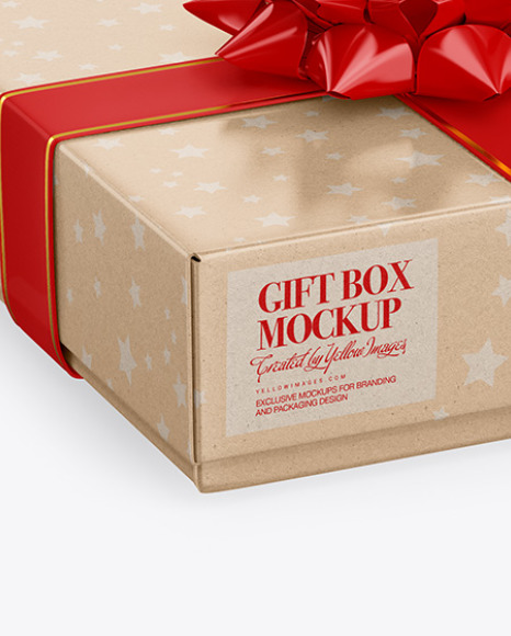 Download Kraft Gift Box Mockup In Box Mockups On Yellow Images Object Mockups