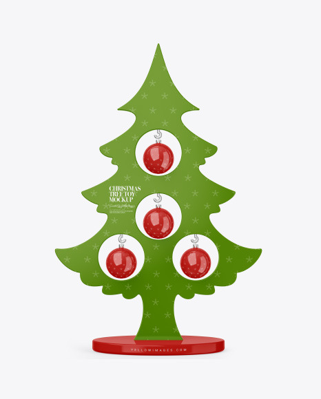 Glossy Christmas Tree Toy w/ Balls Mockup