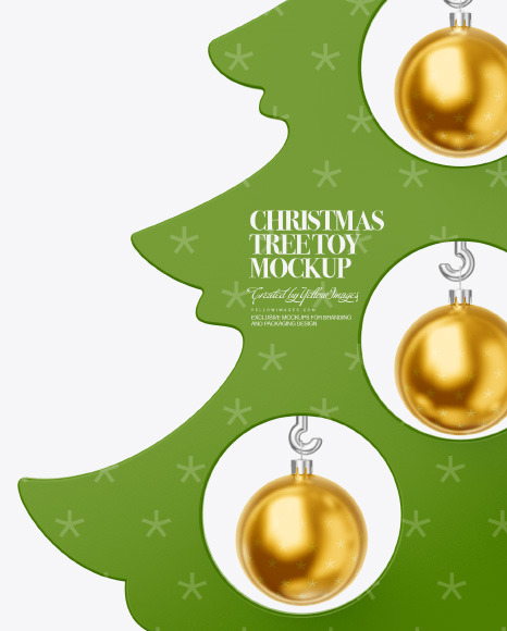 Glossy Christmas Tree Toy w/ Balls Mockup