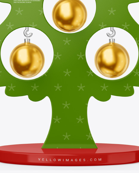 Glossy Christmas Tree Toy w/ Balls Mockup