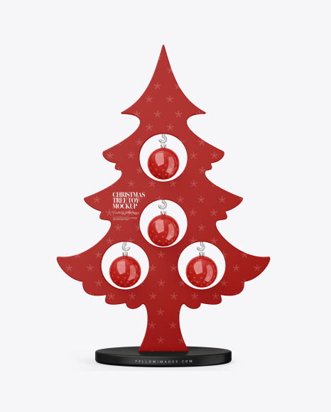 Matte Christmas Tree Toy w/ Balls Mockup