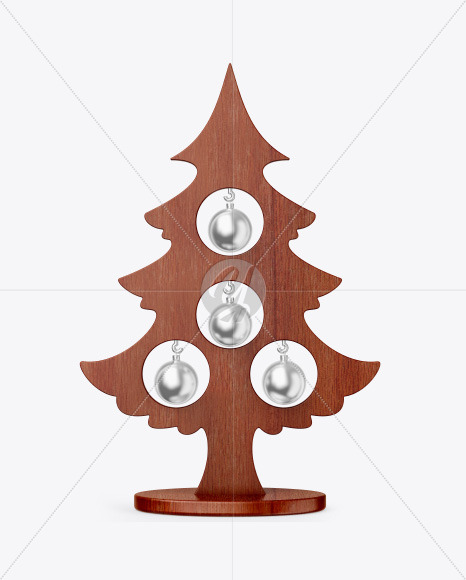 Download Wooden Christmas Tree Toy w/ Balls Mockup Free Mockups