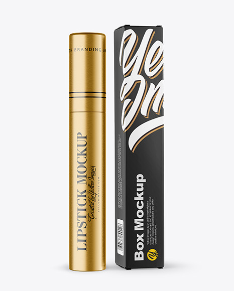 Metallic Cosmetic Tube with Box Mockup PSD #2