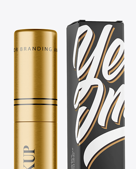 Metallic Cosmetic Tube with Box Mockup PSD #3