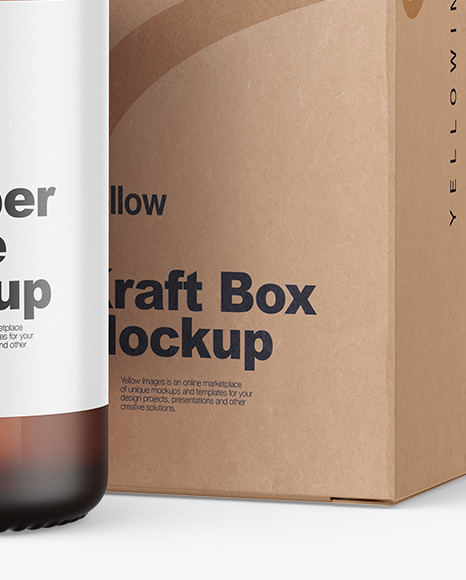 Frosted Amber Glass Dropper Bottle w  Kraft Box Mockup PSD #7