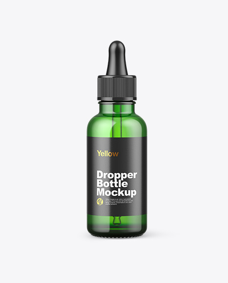 Green Glass Dropper Bottle w  Kraft Box Mockup PSD #2