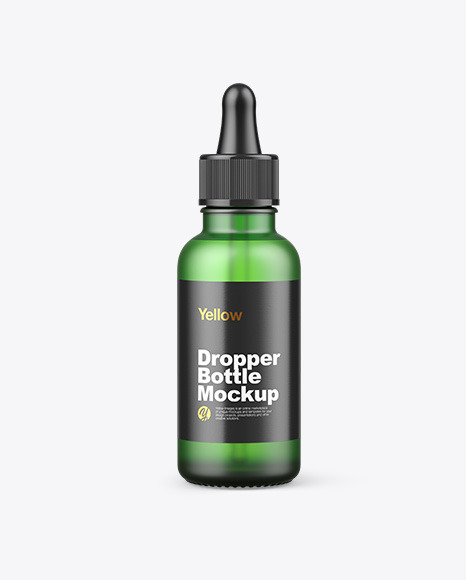 Frosted Green Glass Dropper Bottle w  Kraft Box Mockup PSD #2