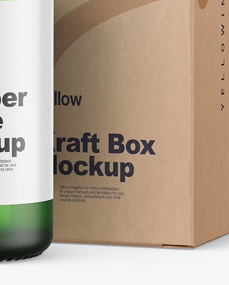 Frosted Green Glass Dropper Bottle w  Kraft Box Mockup PSD #7