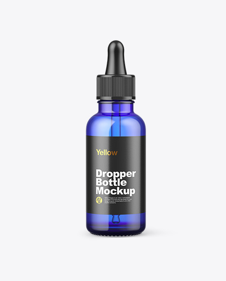 Blue Glass Dropper Bottle w  Kraft Box Mockup PSD #2