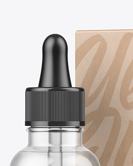 Clear Glass Dropper Bottle w  Kraft Box Mockup PSD #6