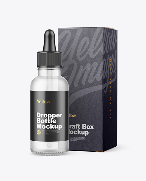 Frosted Glass Dropper Bottle w  Kraft Box Mockup PSD #5