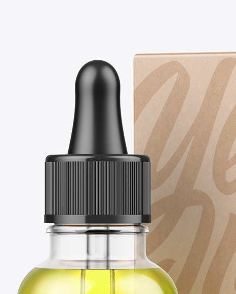 Clear Glass Dropper Oil Bottle w  Kraft Box Mockup PSD #6