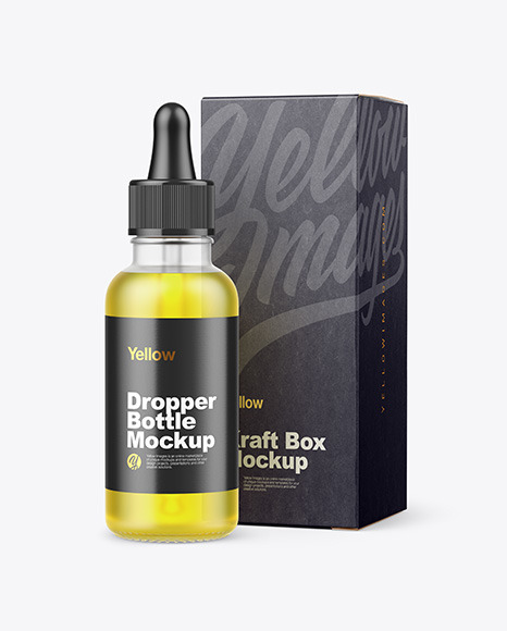 Frosted Glass Dropper Oil Bottle w  Kraft Box Mockup PSD #5