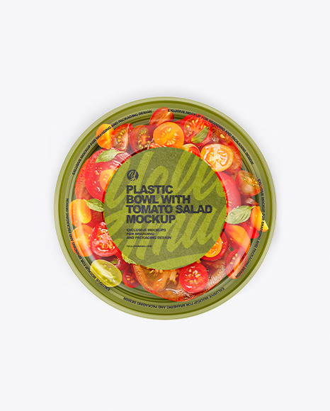 Download Plastic Bowl With Tomato Salad Mockup In Cup Bowl Mockups On Yellow Images Object Mockups