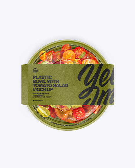 Download Plastic Bowl With Tomato Salad Mockup In Cup Bowl Mockups On Yellow Images Object Mockups