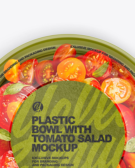 Download Plastic Bowl With Tomato Salad Mockup In Cup Bowl Mockups On Yellow Images Object Mockups