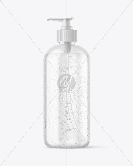 Download Clear Cosmetic Bottle with Pump Mockup Free Mockups