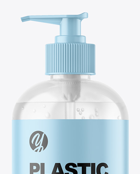 Clear Cosmetic Bottle with Pump Mockup PSD #3