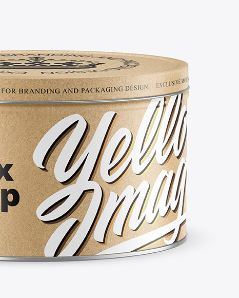 Download Kraft Round Tin Box Mockup In Can Mockups On Yellow Images Object Mockups