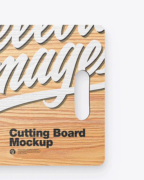 Wooden Cutting Board w Metallic Knife Mockup PSD #1