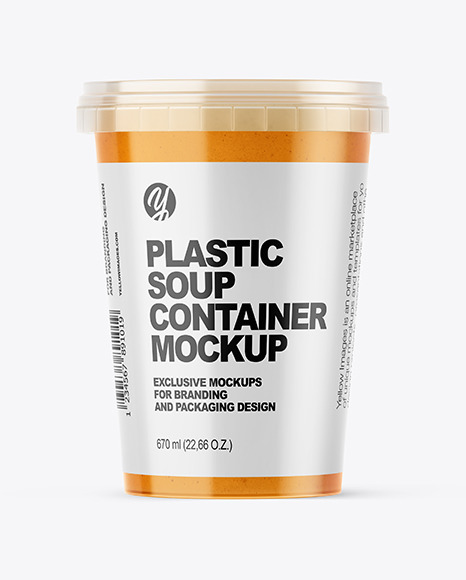 Download Plastic Soup Container Mockup In Pot Tub Mockups On Yellow Images Object Mockups