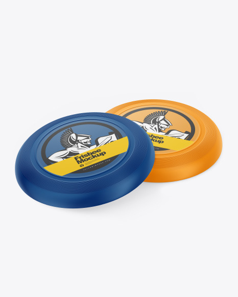 Download Two Matte Frisbee Mockup In Object Mockups On Yellow Images Object Mockups