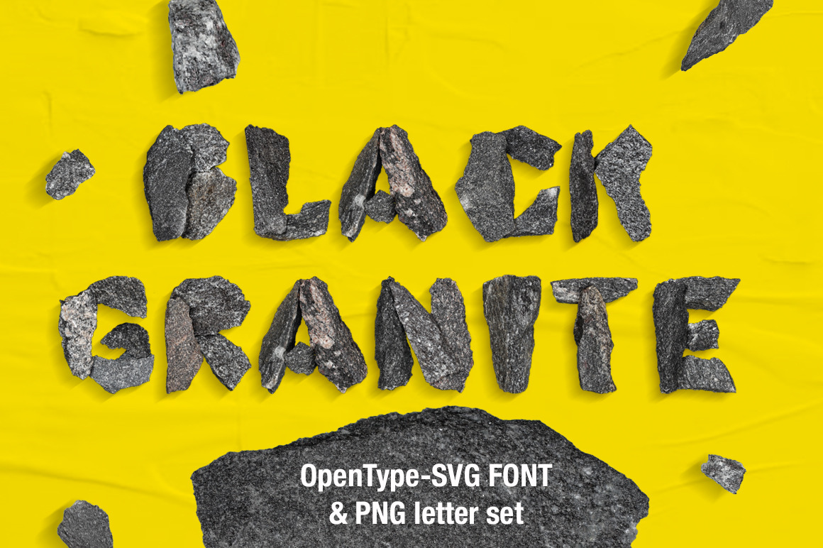 Black Granite Font In Fonts On Yellow Images Creative Store