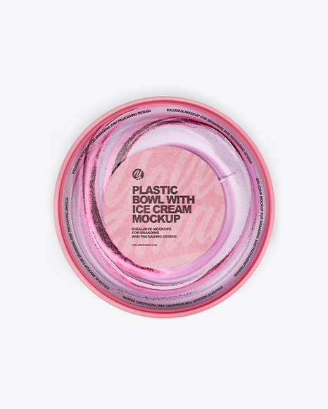 Plastic Bowl with Ice Cream Mockup