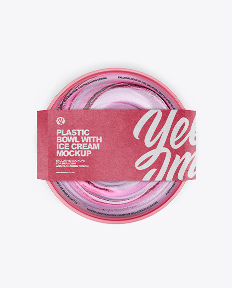 Plastic Bowl with Ice Cream Mockup PSD #1