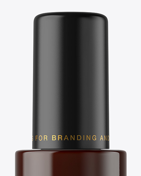 Dark Amber Cosmetic Bottle with Pump Mockup PSD #6