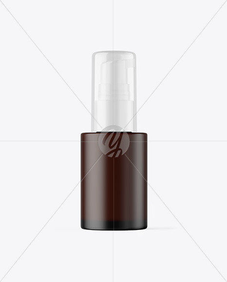 Download Frosted Dark Amber Cosmetic Bottle with Pump Mockup Free Mockups