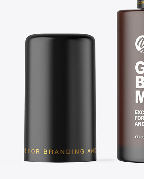 Download Frosted Dark Amber Cosmetic Bottle With Pump Mockup In Bottle Mockups On Yellow Images Object Mockups