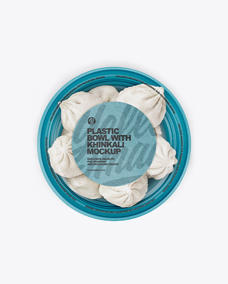 Plastic Bowl with Khinkali Mockup
