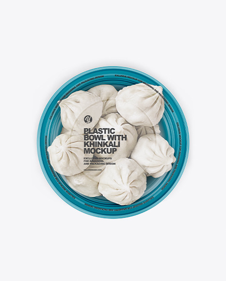 Plastic Bowl with Khinkali Mockup PSD #1