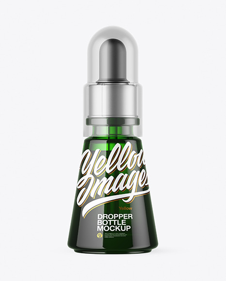 Green Glass Dropper Bottle Mockup
