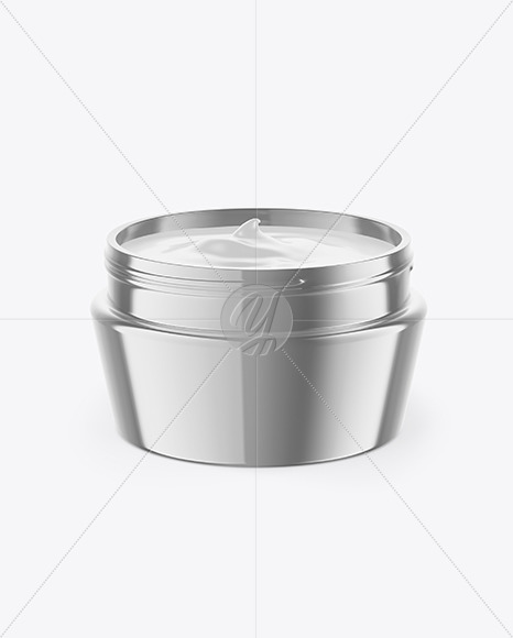 Download Opened Glossy Metallic Cosmetic Jar Mockup Free Mockups