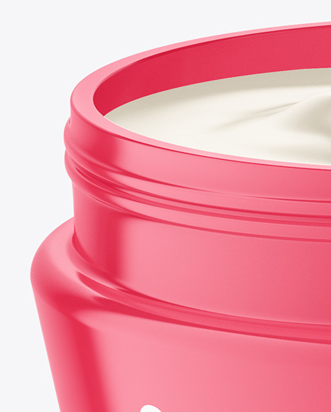 Opened Glossy Cosmetic Jar Mockup PSD #4