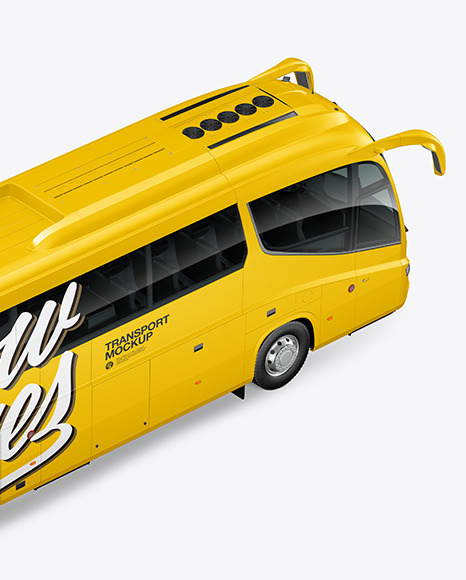 Bus Mockup - Back Half Side View (High-Angle Shot)
